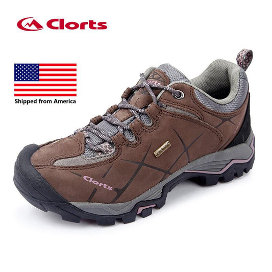 Shipped From USA Clorts Women Hiking Shoes Leather Non-slip Outdoor Trekking Shoes Waterproof Sport Sneakers HKL-805C