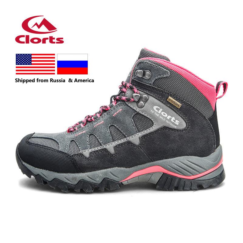 Shipped From USA/RU Clorts Women Climbing Shoes Outdoor Boots Suede Leather Hiking Boots Waterproof Trekking Shoes HKM-823
