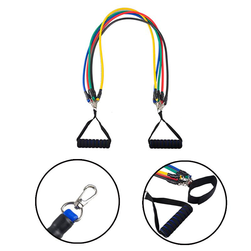 US STOCK, 11 pcs/Set Pull Rope Latex Fitness Exercises Resistance Bands Elastic Exercises Body Fitness Strength Resistance Bands FY7007
